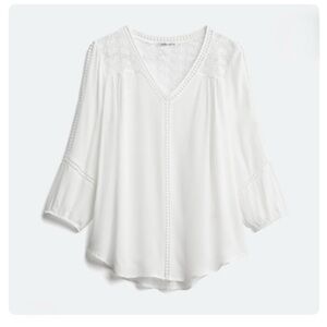JohnPaulRichard White Lace V-Neck Top